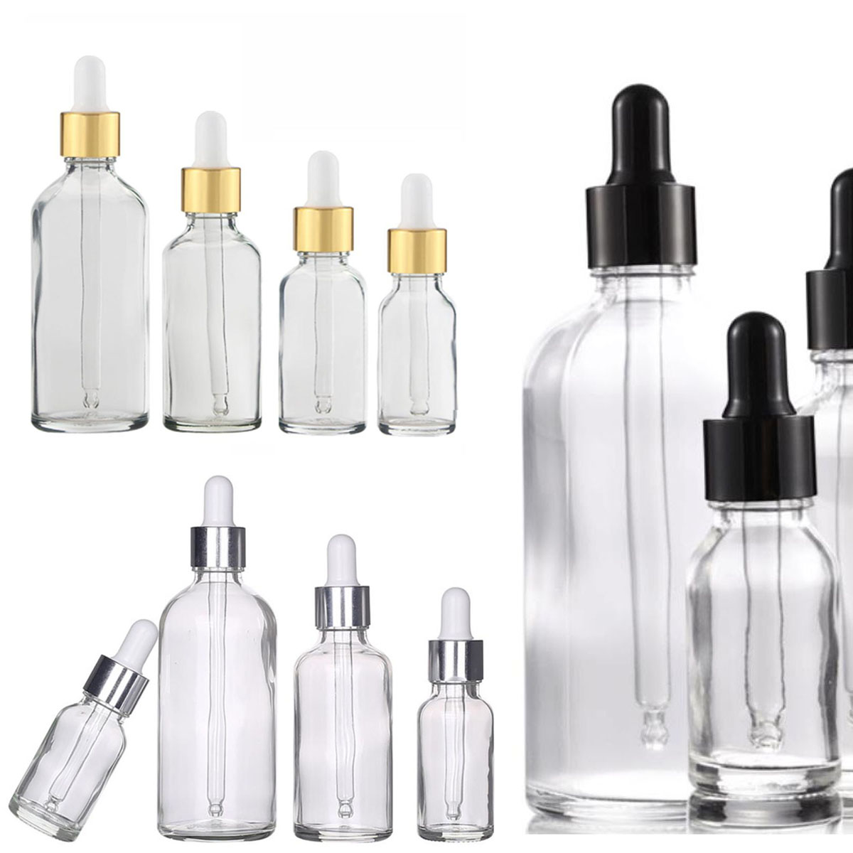 Home Fragrance Jar - 5/10/15/30/50/0ml şeffaf cam damlalıklı şişe kavanoz