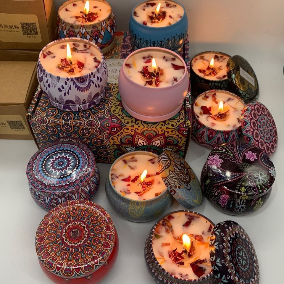 Home Fragrance Jar - 1 adet Vintage kutu mumlar soya
