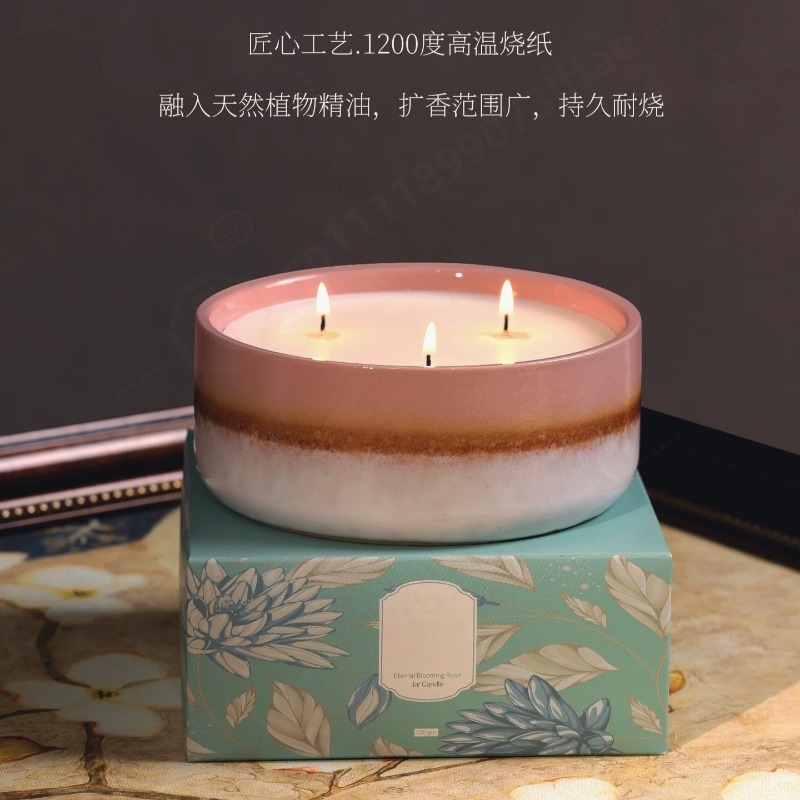 Home Fragrance Jar - Büyük Seramik Kavanoz Kokulu Mum Hediye