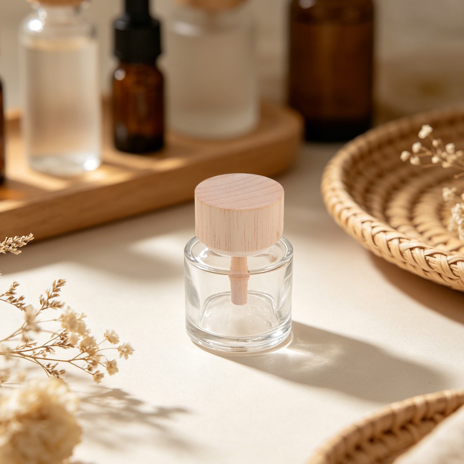 Home Fragrance Jar - 2 Adet Şeffaf Cam Çubuklu Difüzör